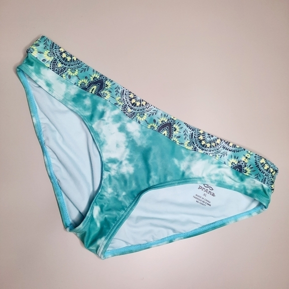 PRANA Turquoise Green Tie Dye Ramba Standard Rise Bikini Bottom XL NWT - Picture 2 of 6